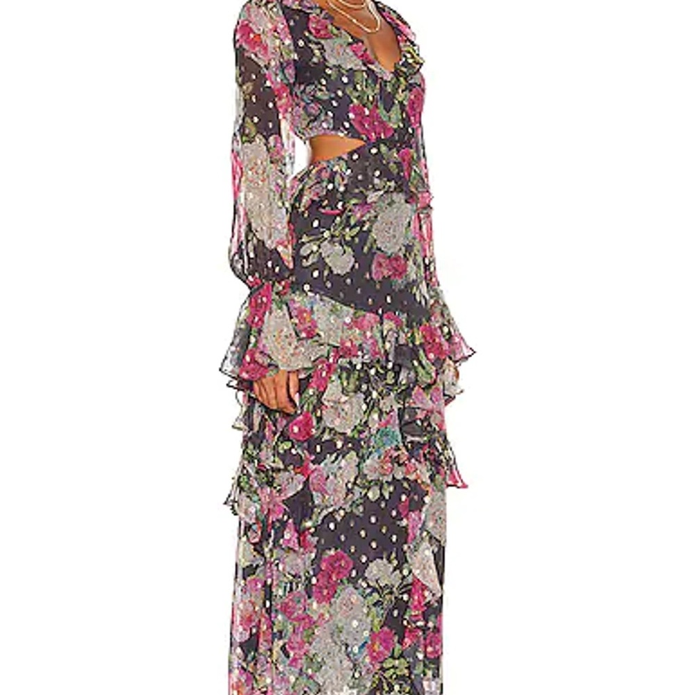 Rococo Sand Floral Maxi Dress - Pink and Green